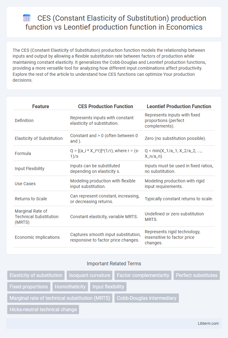 Leontief production function vs CES (Constant Elasticity of Substitution) production function in Economics - What is The Difference?