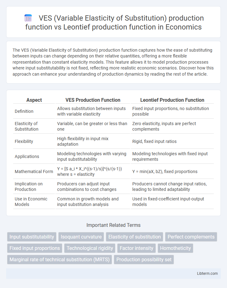 Leontief production function vs VES (Variable Elasticity of Substitution) production function in Economics - What is The Difference?