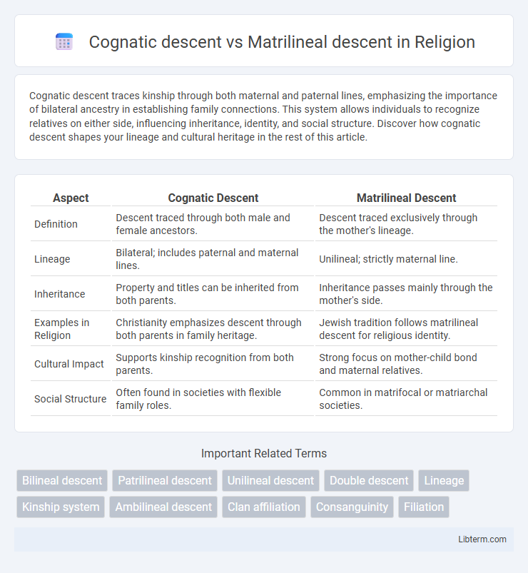 Matrilineal descent vs Cognatic descent in Religion - What is The Difference?