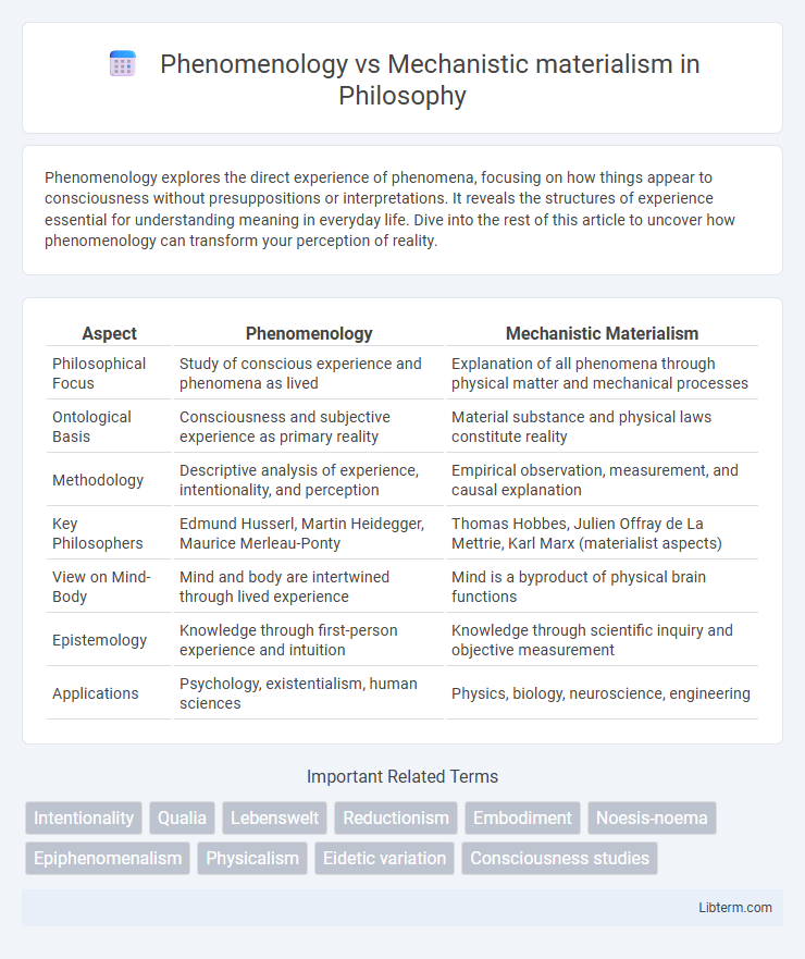 Mechanistic materialism vs Phenomenology in Philosophy - What is The Difference?