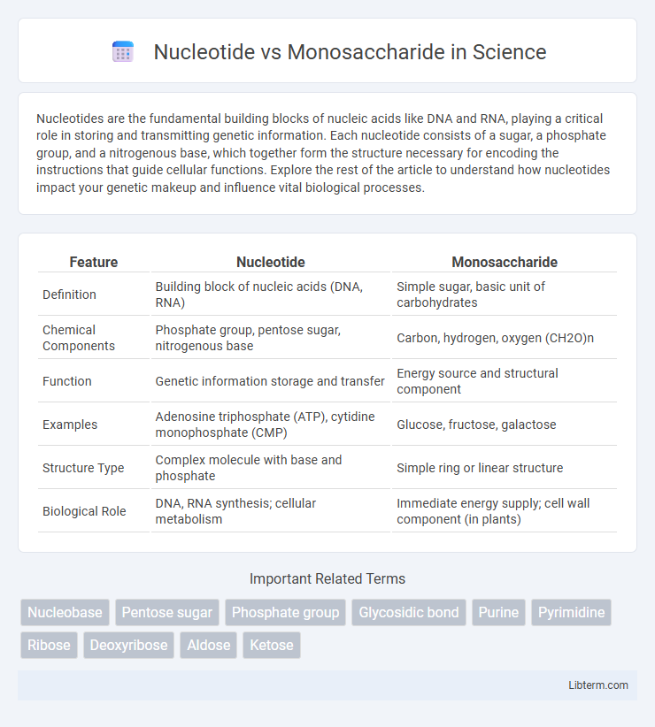 Monosaccharide vs Nucleotide in Science - What is The Difference?