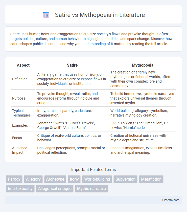 Mythopoeia vs Satire in Literature - What is The Difference?