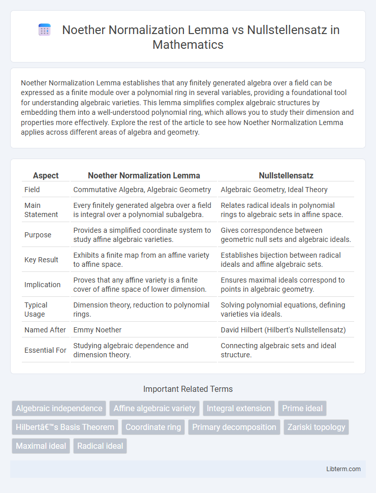 Nullstellensatz vs Noether Normalization Lemma in Mathematics - What is The Difference?