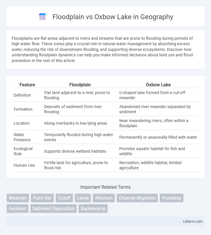 Oxbow Lake vs Floodplain in Geography - What is The Difference?