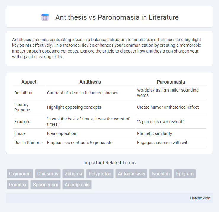 Paronomasia vs Antithesis in Literature - What is The Difference?