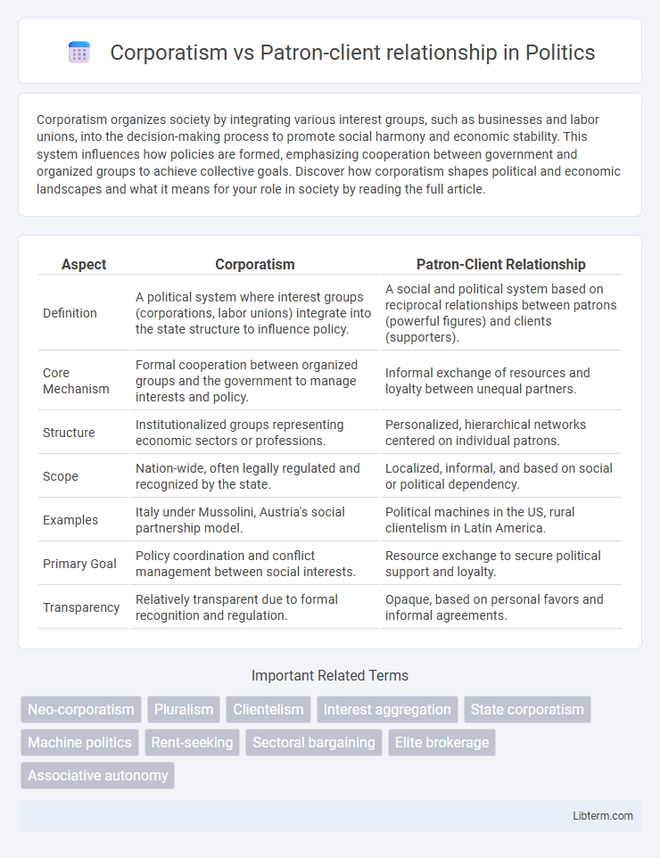 Patron-client relationship vs Corporatism in Politics - What is The Difference?
