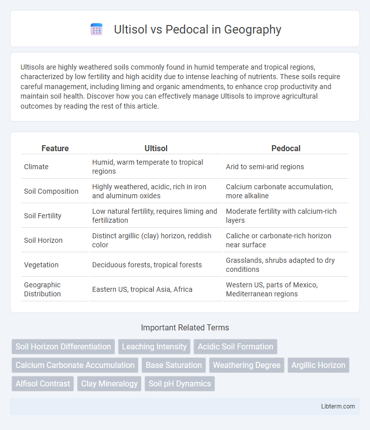 Pedocal vs Ultisol in Geography - What is The Difference?