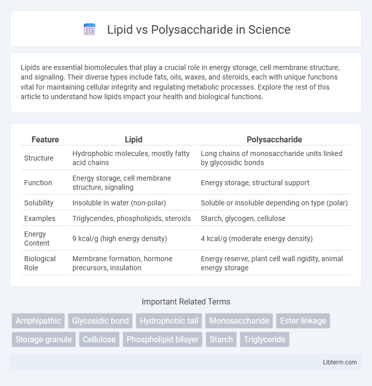 Polysaccharide vs Lipid in Science - What is The Difference?