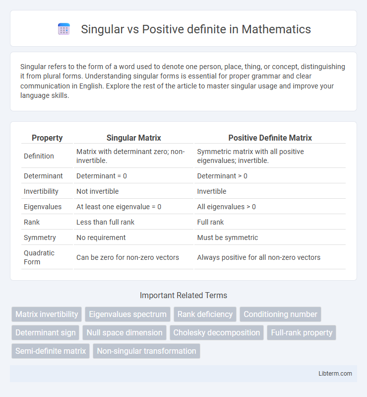Positive definite vs Singular in Mathematics - What is The Difference?