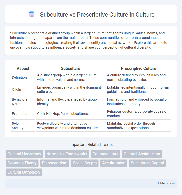 Prescriptive Culture vs Subculture in Culture - What is The Difference?
