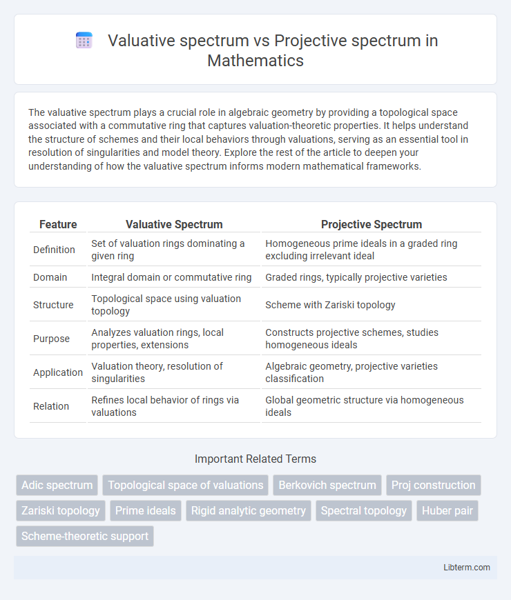 Projective spectrum vs Valuative spectrum in Mathematics - What is The Difference?