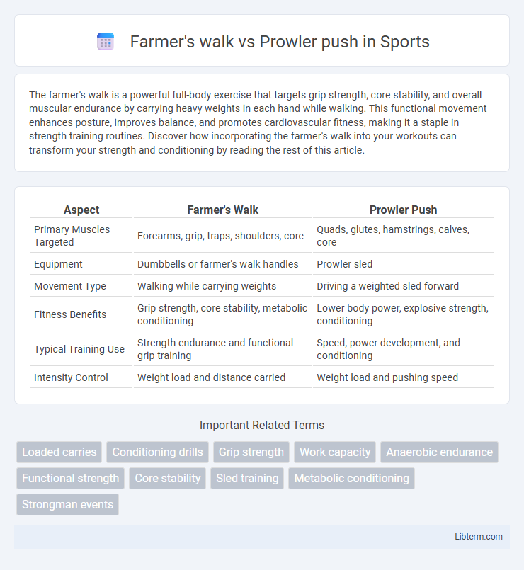 Prowler push vs Farmer's walk in Sports - What is The Difference?