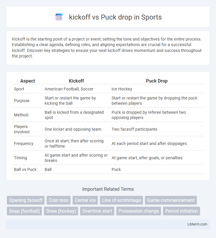 Puck drop vs kickoff in Sports - What is The Difference?