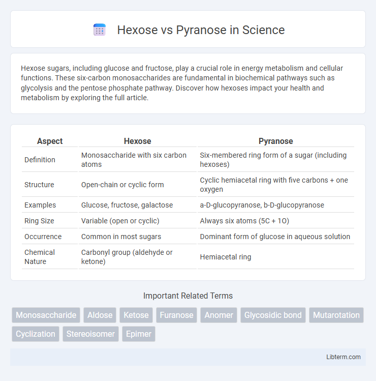 Pyranose vs Hexose in Science - What is The Difference?