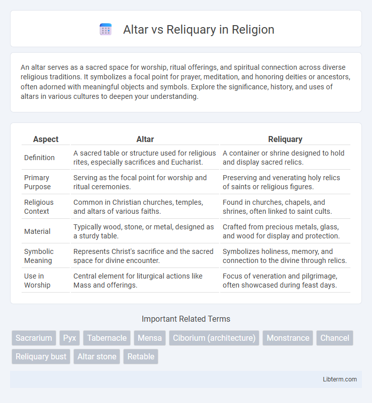 Reliquary vs Altar in Religion - What is The Difference?
