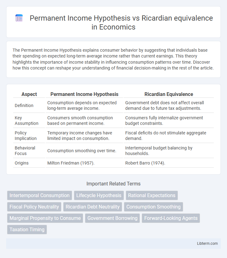 Ricardian equivalence vs Permanent Income Hypothesis in Economics - What is The Difference?
