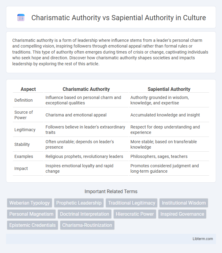 Sapiential Authority vs Charismatic Authority in Culture - What is The Difference?