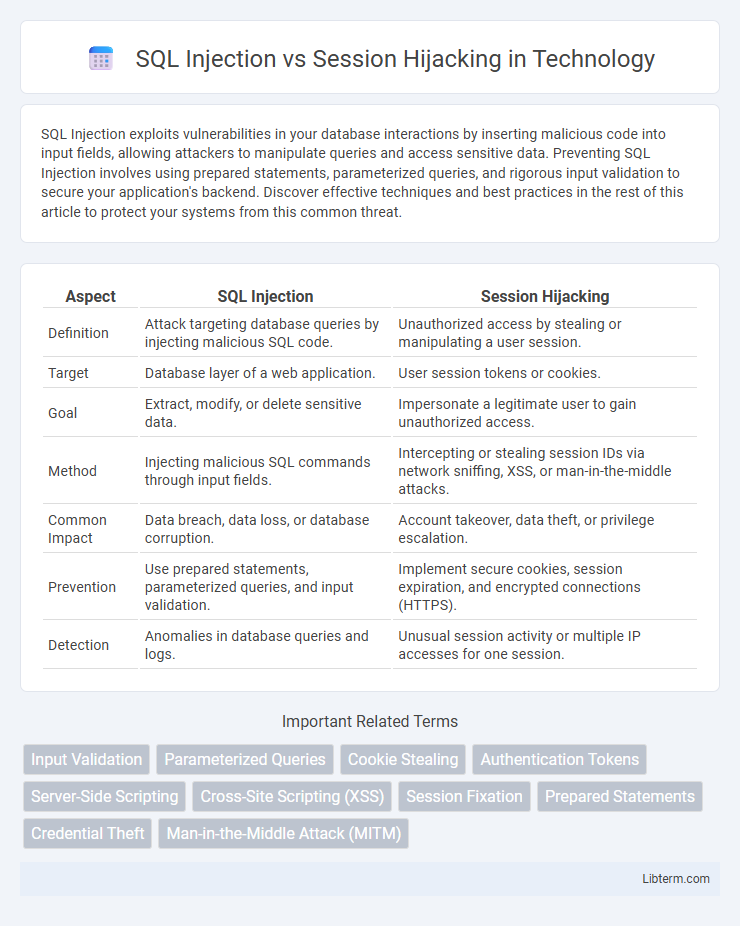 Session Hijacking vs SQL Injection in Technology - What is The Difference?