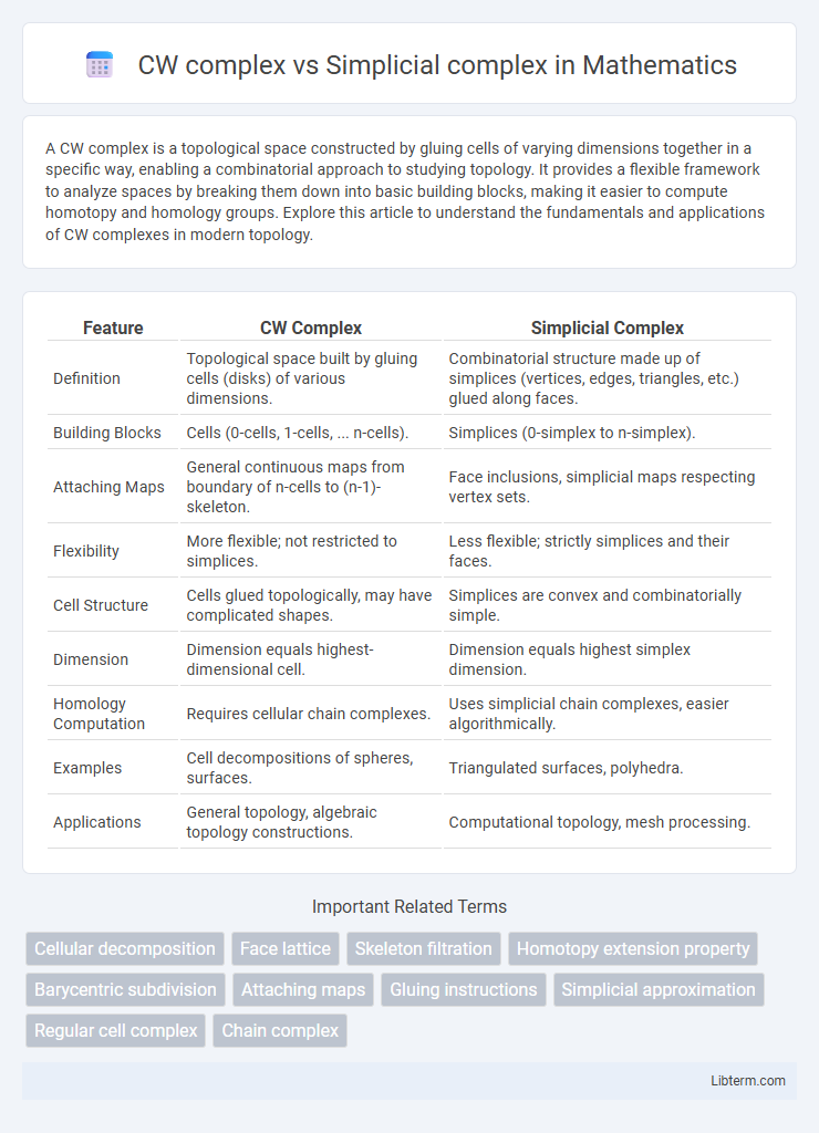Simplicial complex vs CW complex in Mathematics - What is The Difference?