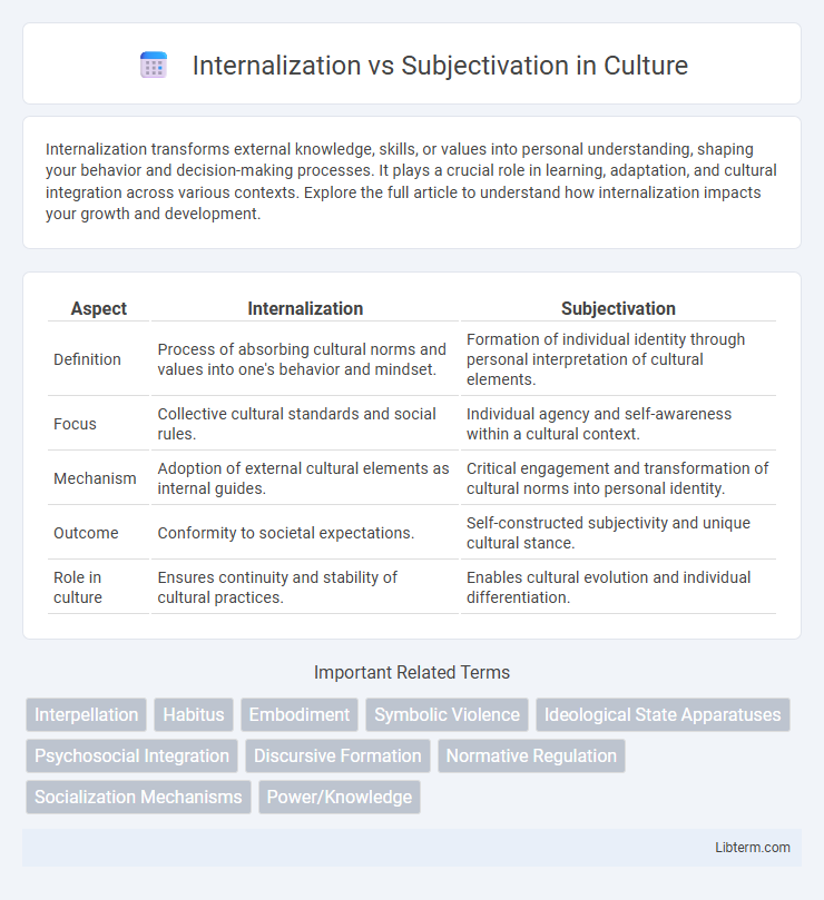 Subjectivation vs Internalization in Culture - What is The Difference?