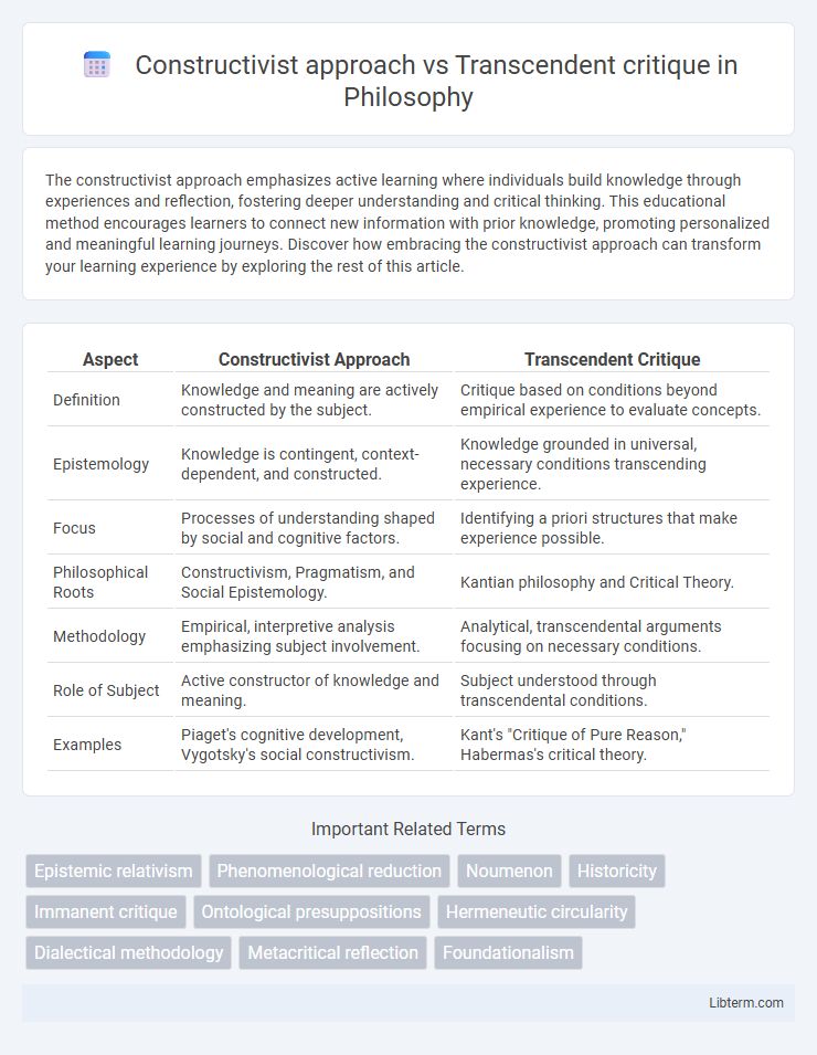 Transcendent critique vs Constructivist approach in Philosophy - What is The Difference?