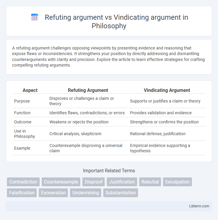 Vindicating argument vs Refuting argument in Philosophy - What is The Difference?