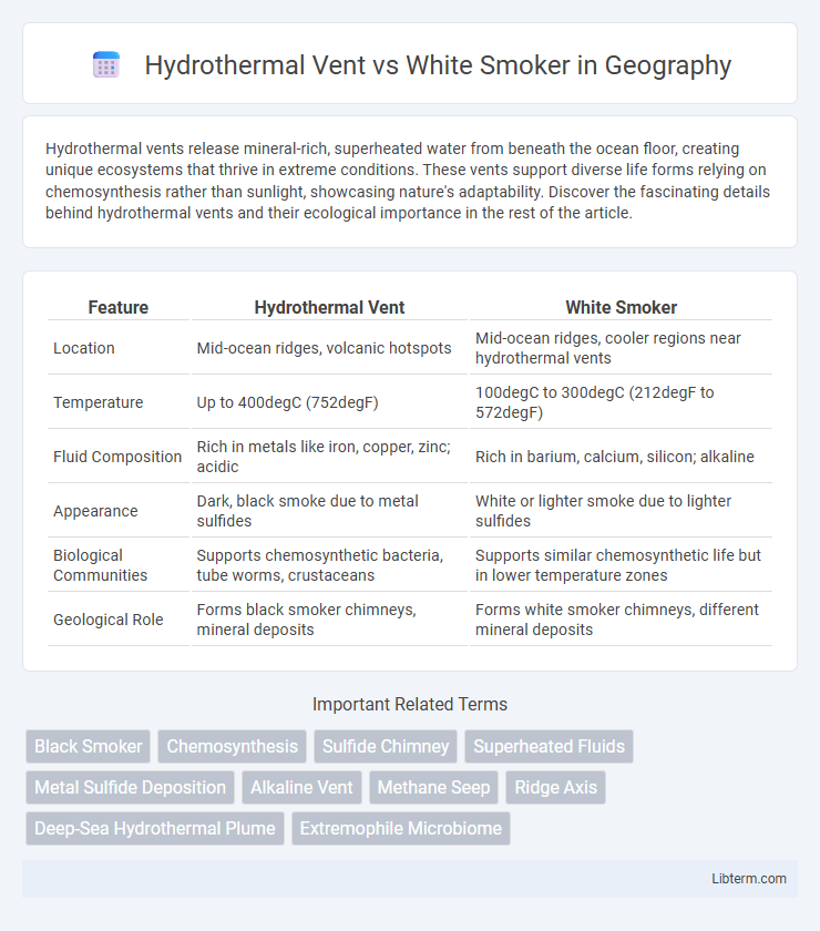 White Smoker vs Hydrothermal Vent in Geography - What is The Difference?
