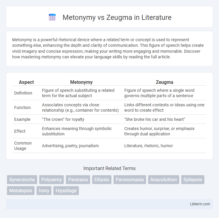 Zeugma vs Metonymy in Literature - What is The Difference?
