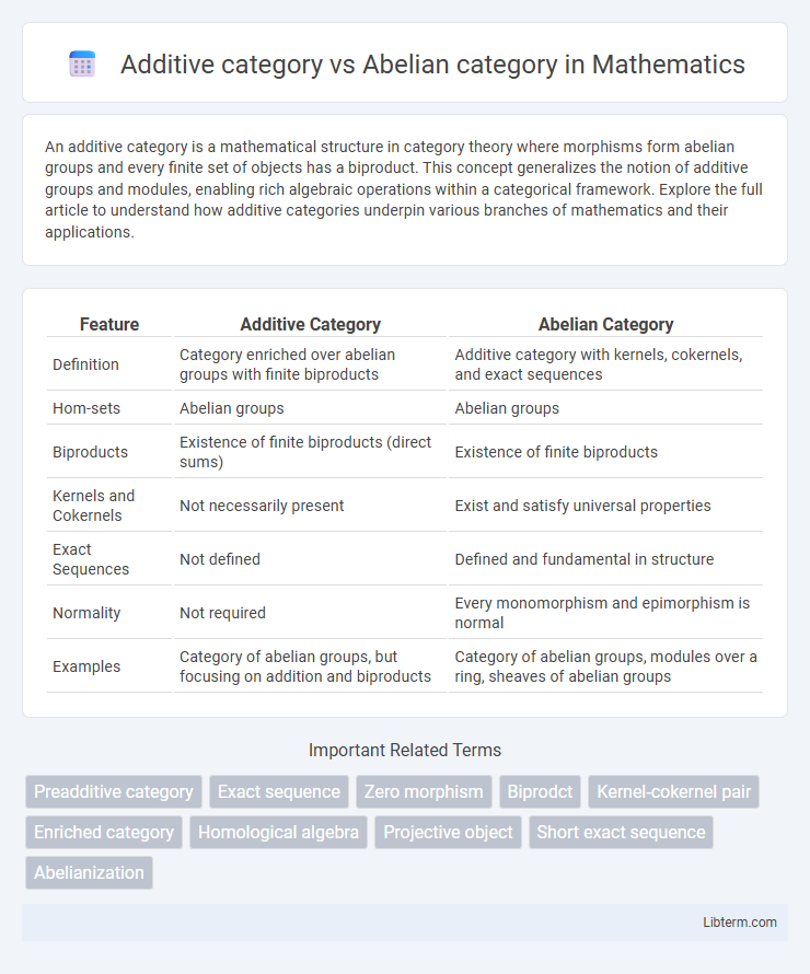 Abelian category vs Additive category in Mathematics - What is The Difference?