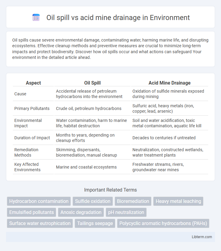 acid mine drainage vs Oil spill in Environment - What is The Difference?