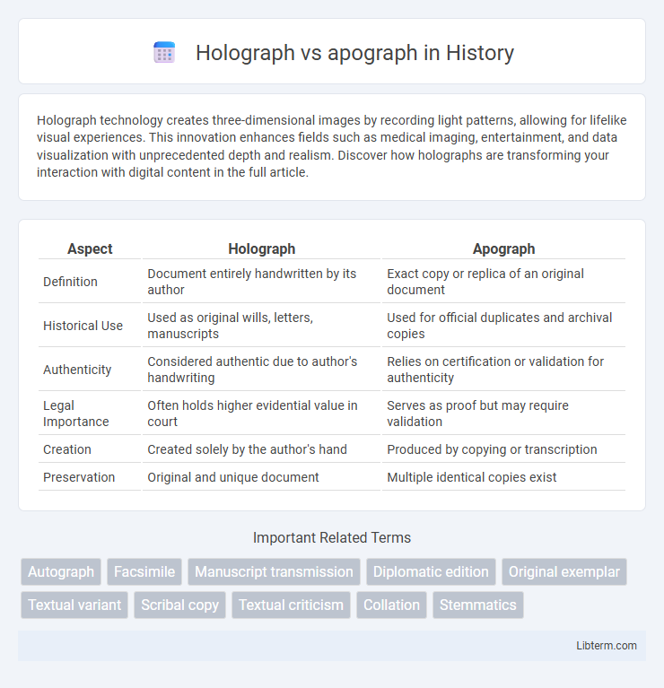 apograph vs Holograph in History - What is The Difference?