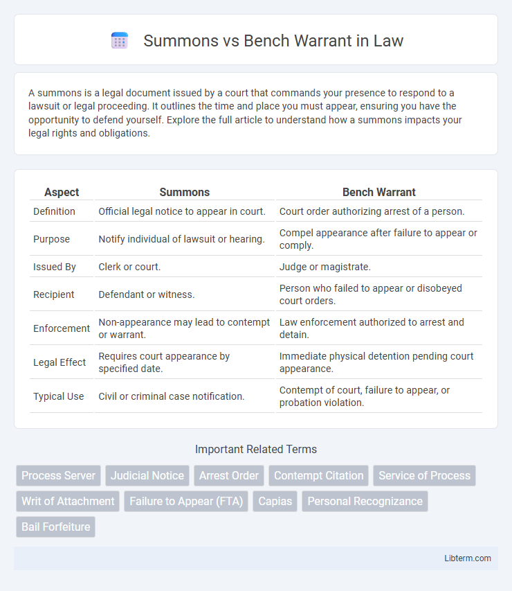 Bench Warrant vs Summons in Law - What is The Difference?