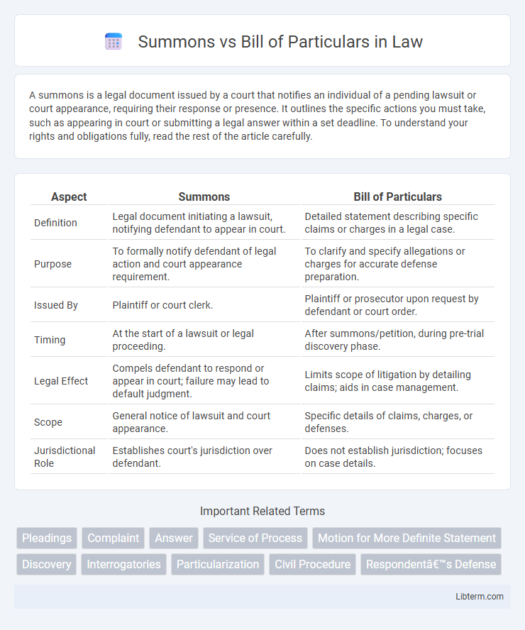 Bill of Particulars vs Summons in Law - What is The Difference?