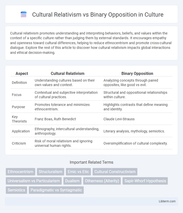 Binary Opposition vs Cultural Relativism in Culture - What is The Difference?