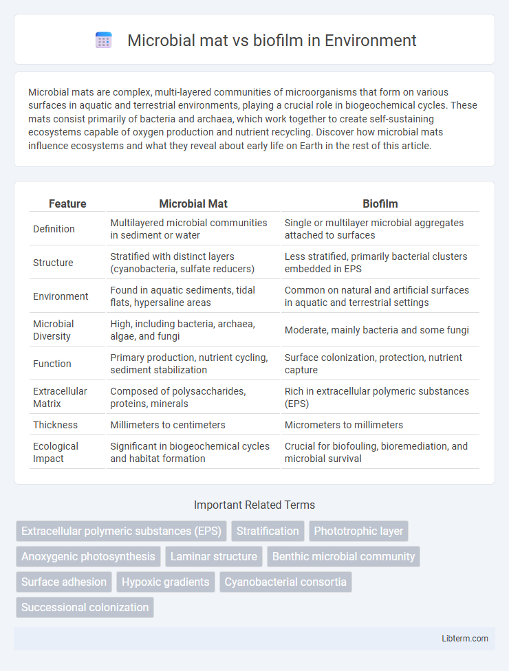 biofilm vs Microbial mat in Environment - What is The Difference?