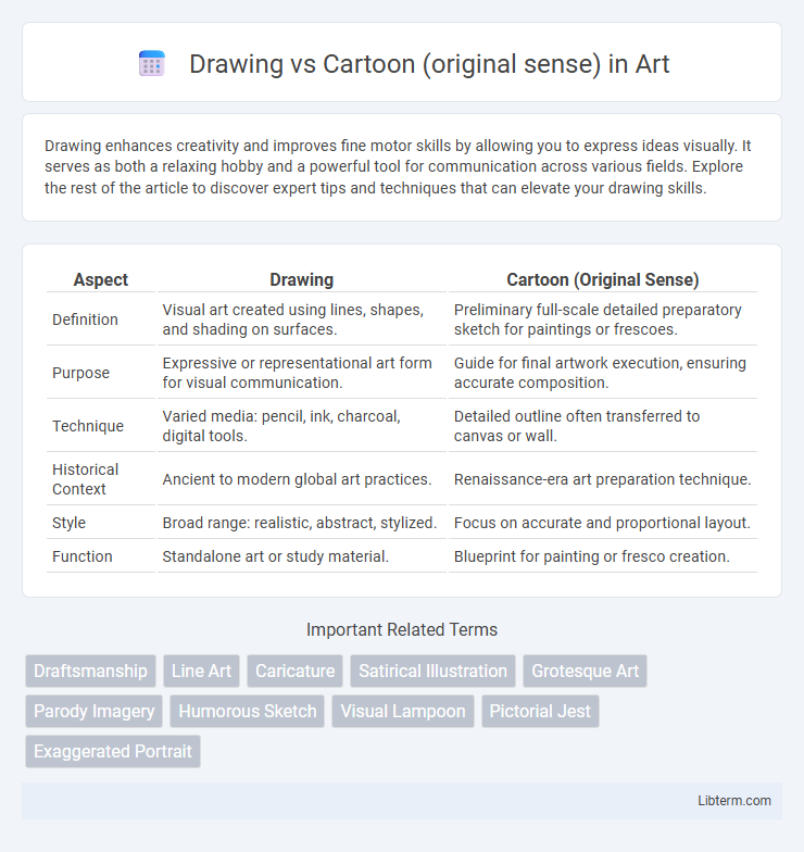 Cartoon (original sense) vs Drawing in Art - What is The Difference?