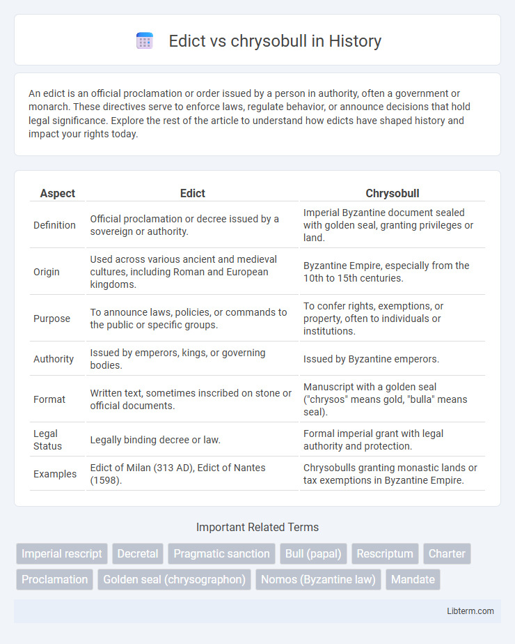 chrysobull vs Edict in History - What is The Difference?