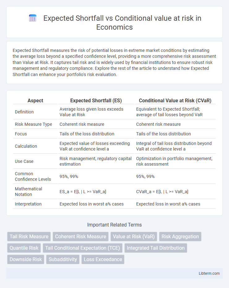 Conditional value at risk vs Expected Shortfall in Economics - What is The Difference?