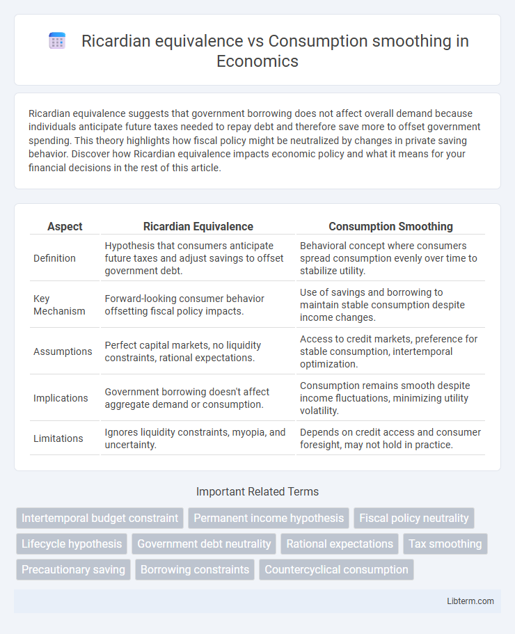 Consumption smoothing vs Ricardian equivalence in Economics - What is The Difference?