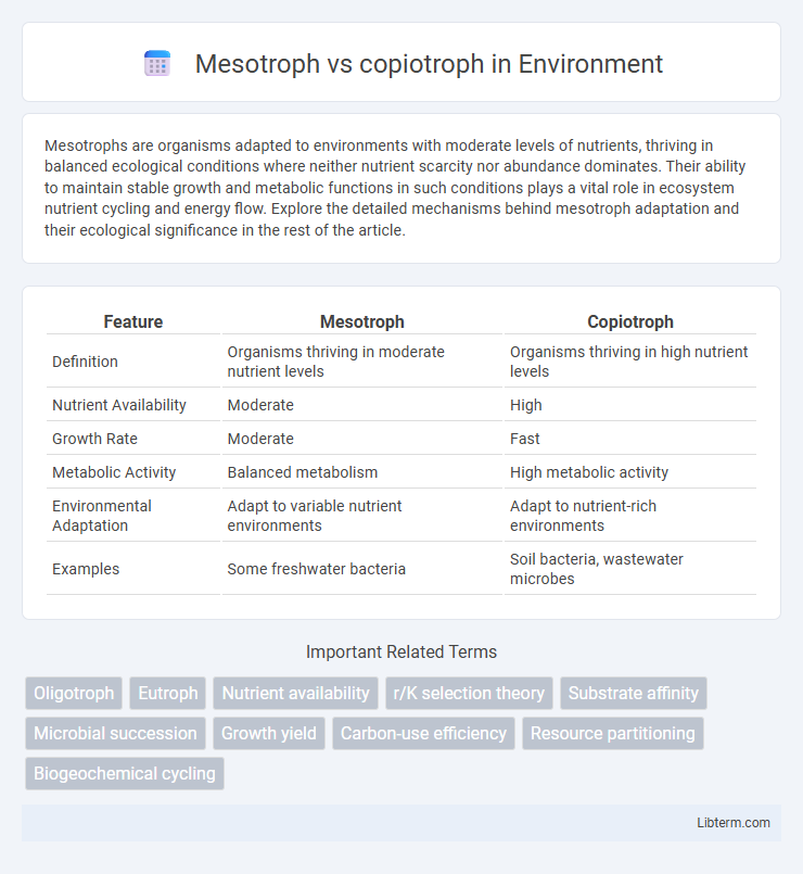 copiotroph vs Mesotroph in Environment - What is The Difference?