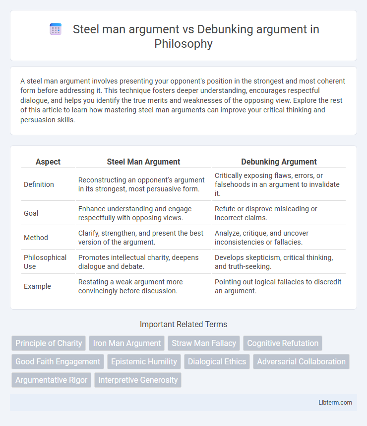 Debunking argument vs Steel man argument in Philosophy - What is The Difference?