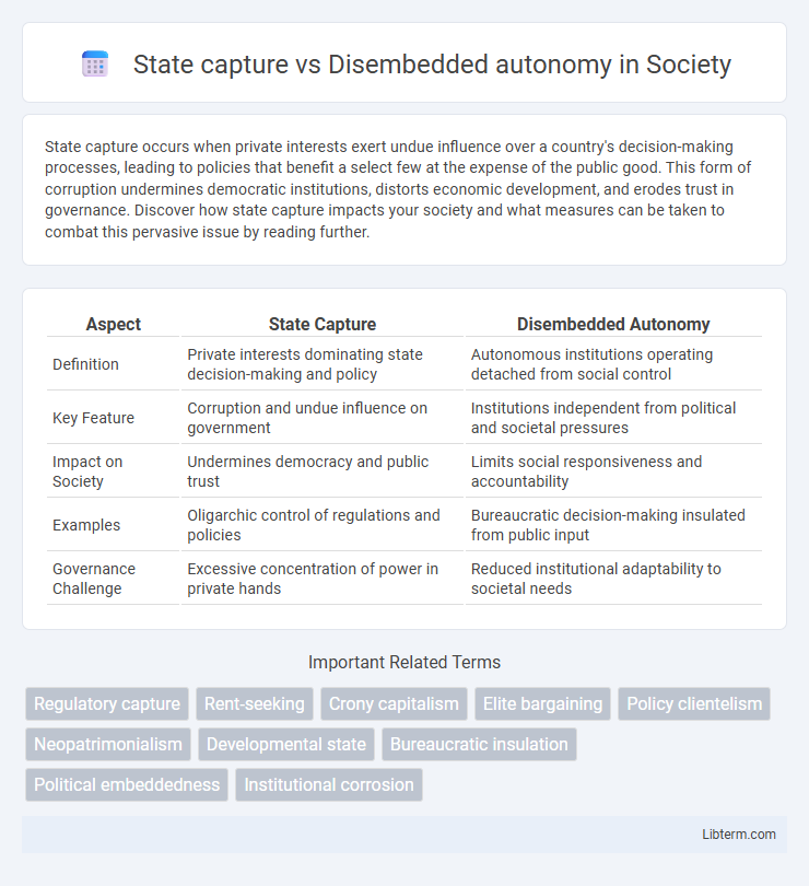 Disembedded autonomy vs State capture in Society - What is The Difference?