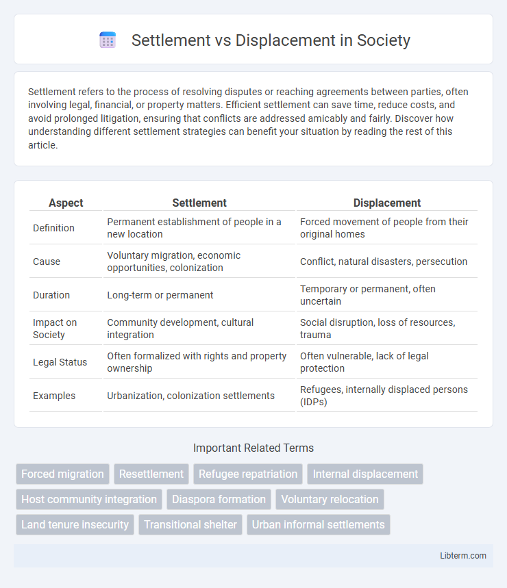Displacement vs Settlement in Society - What is The Difference?
