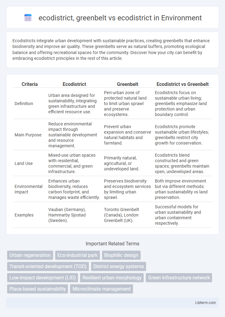 ecodistrict vs ecodistrict, greenbelt in Environment - What is The Difference?