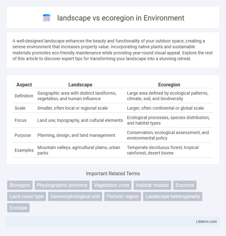 ecoregion vs landscape in Environment - What is The Difference?