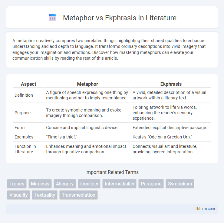Ekphrasis vs Metaphor in Literature - What is The Difference?