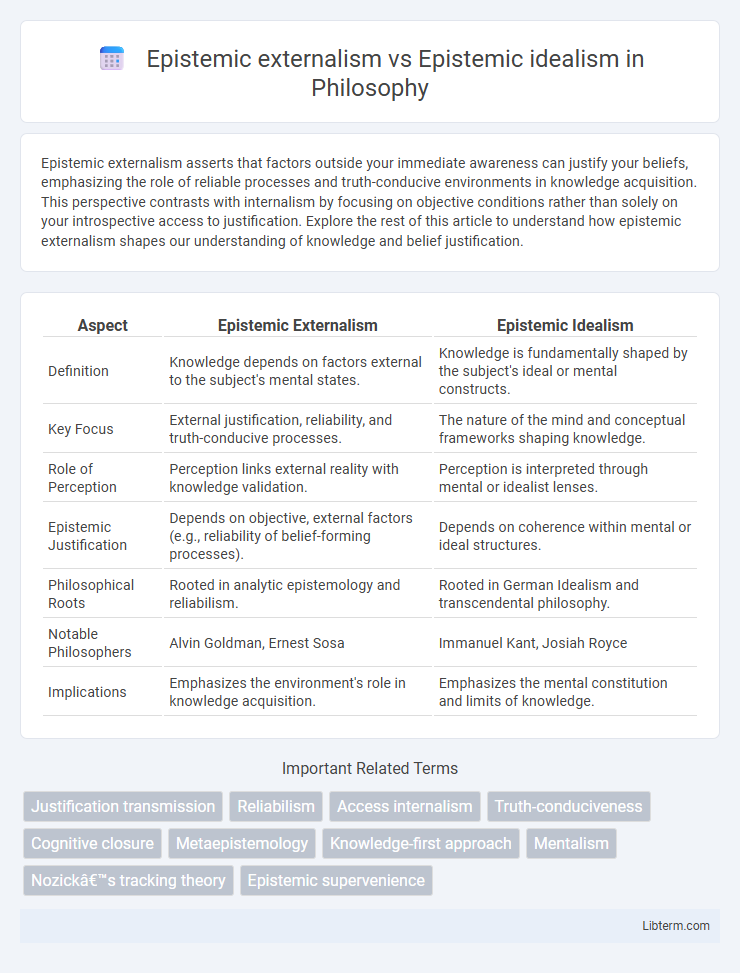 Epistemic idealism vs Epistemic externalism in Philosophy - What is The Difference?