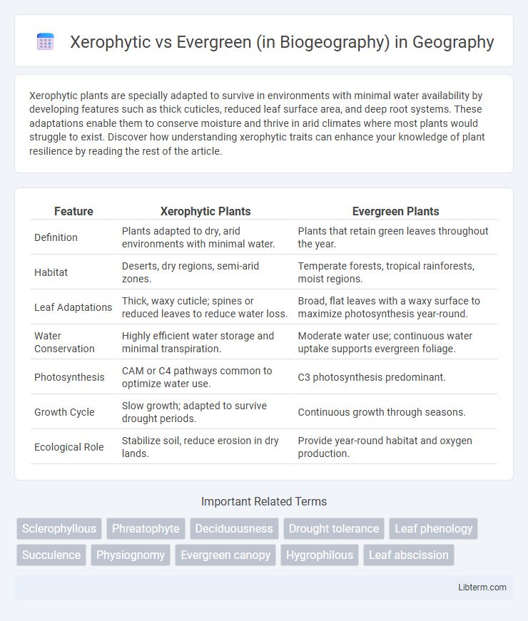 Evergreen (in Biogeography) vs Xerophytic in Geography - What is The Difference?