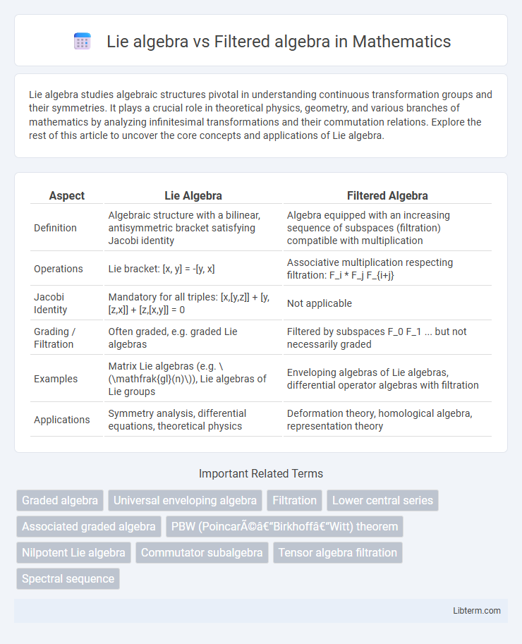 Filtered algebra vs Lie algebra in Mathematics - What is The Difference?