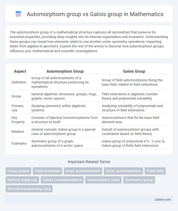 Galois group vs Automorphism group in Mathematics - What is The Difference?
